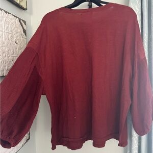Anthropologie pretty Velvet Women's Blouse in Deep Red 3X